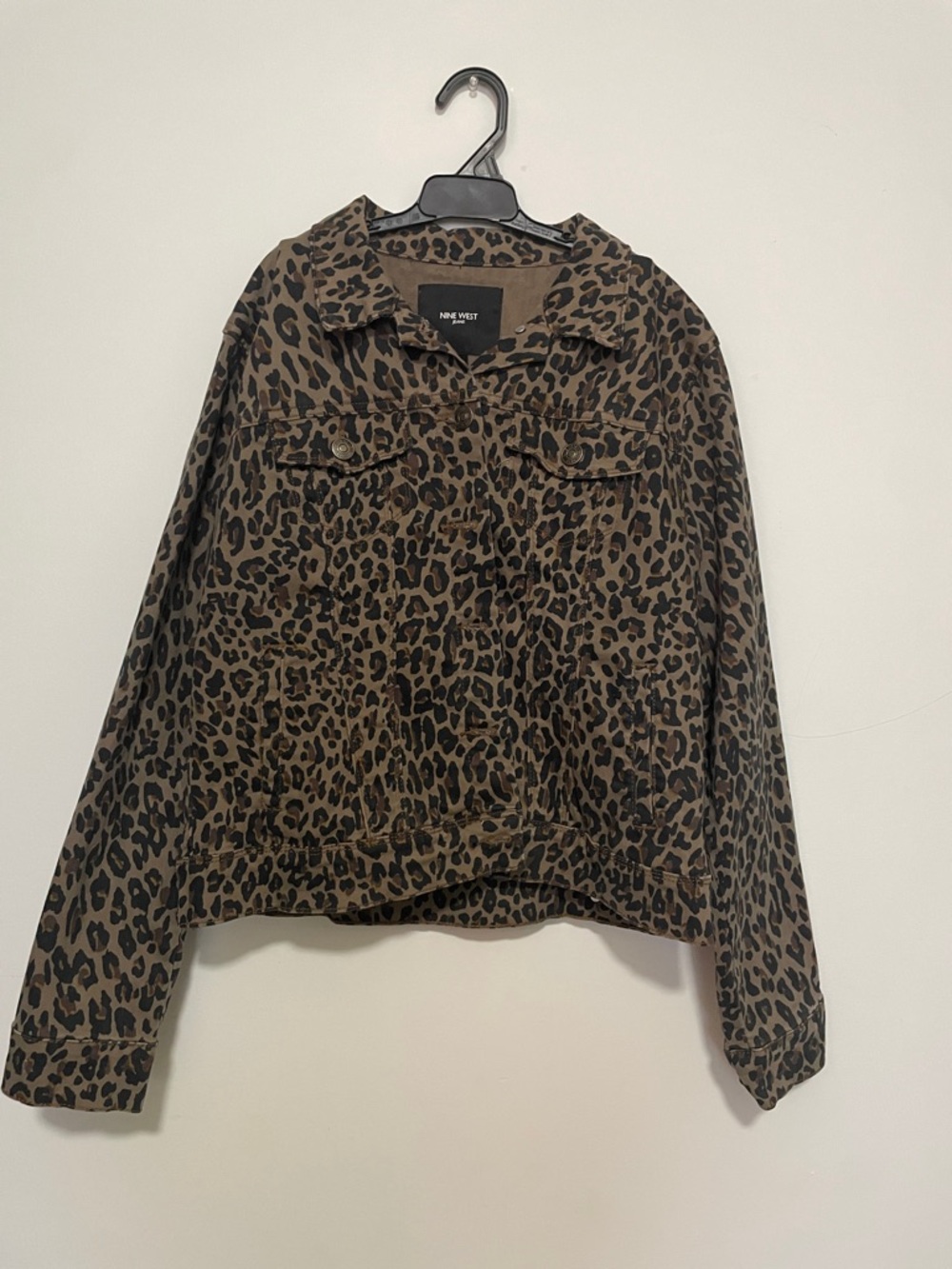 Nine West Leopard Print Jean Jacket in Brown and Black